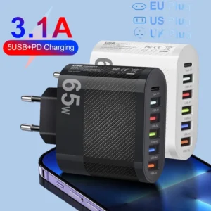 Chargeur universel MultiPorts USB 3.1A, PD,QC 3.0 65w