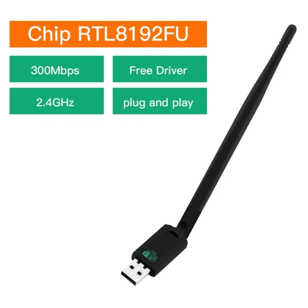 Adaptateur USB WiFi, 300Mbps,USB 2.0, 2.4 Windows 7, 8/10 – Image 2