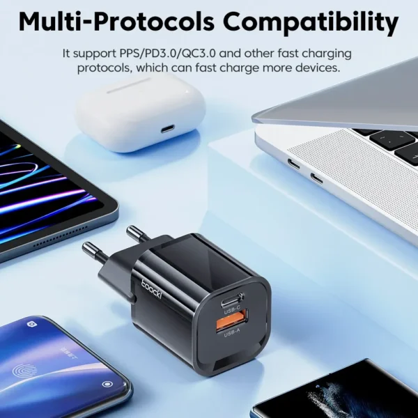 Chargeur rapide Toocki USB Type C PD3.0 QC3.0 33w – Image 2