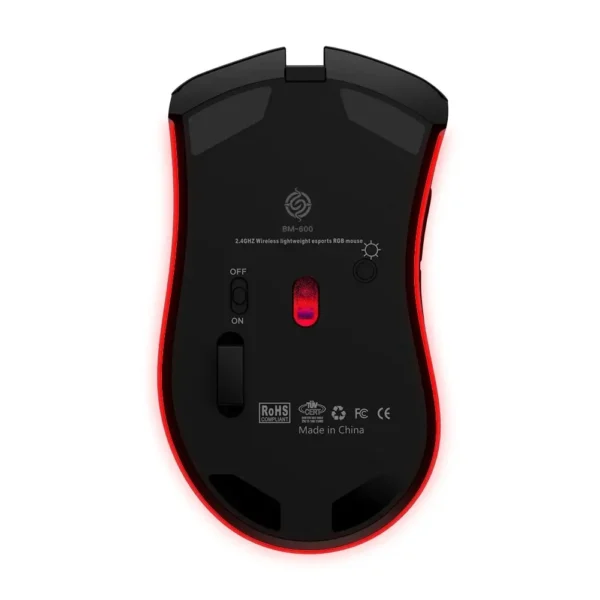 Souris de jeu USB 2.4G sans fil, rechargeable, lumière RGB,BM600 – Image 5