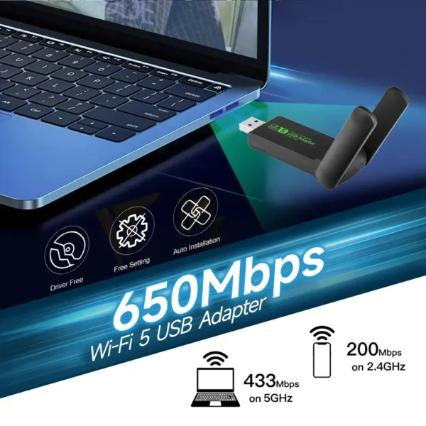 Adaptateur USB Wi-Fi 650M, 2.4G/5G – Image 3