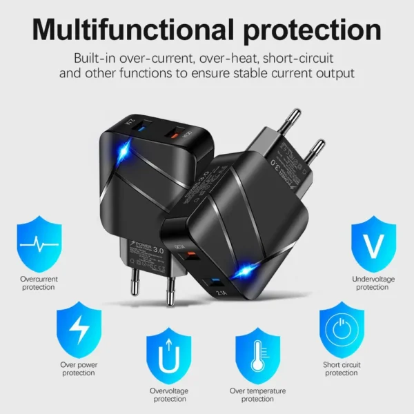 Chargeur Double Port USB Qc3.0 2.1A 40w – Image 3