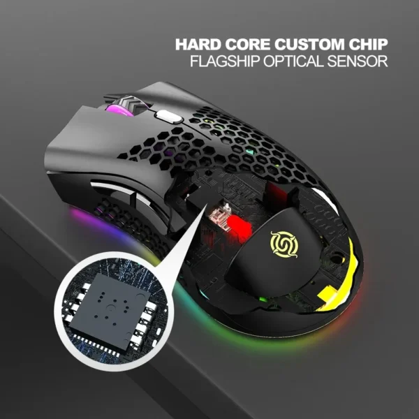 Souris de jeu USB 2.4G sans fil, rechargeable, lumière RGB,BM600 – Image 4