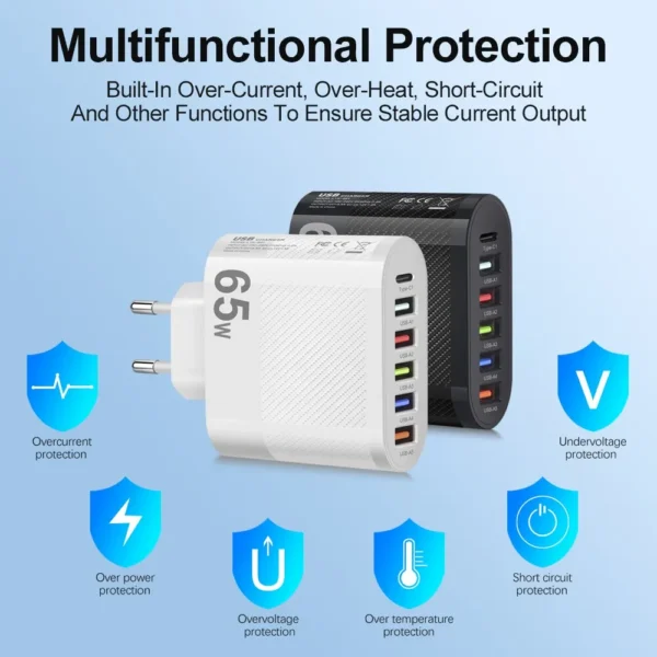 Chargeur universel MultiPorts USB 3.1A, PD,QC 3.0 65w – Image 6