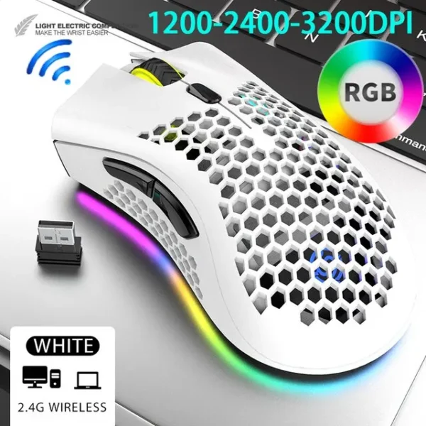 Souris de jeu USB 2.4G sans fil, rechargeable, lumière RGB,BM600 – Image 8