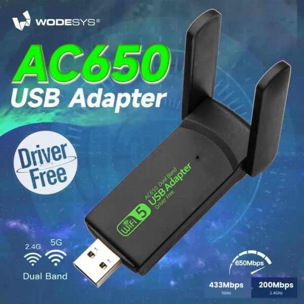Adaptateur USB Wi-Fi 650M, 2.4G/5G