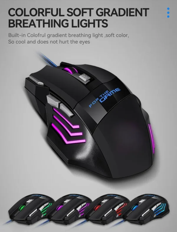 Souris de jeu ergonomique filaire rétroéclairée RGB 7D Esports – Image 4