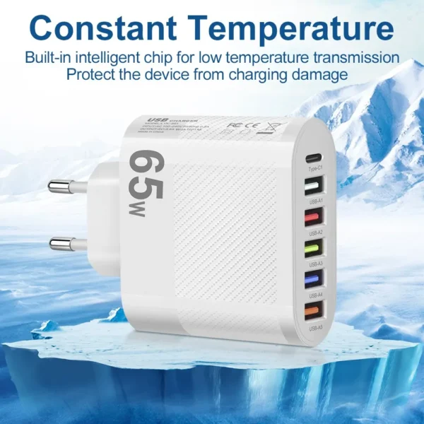 Chargeur universel MultiPorts USB 3.1A, PD,QC 3.0 65w – Image 5