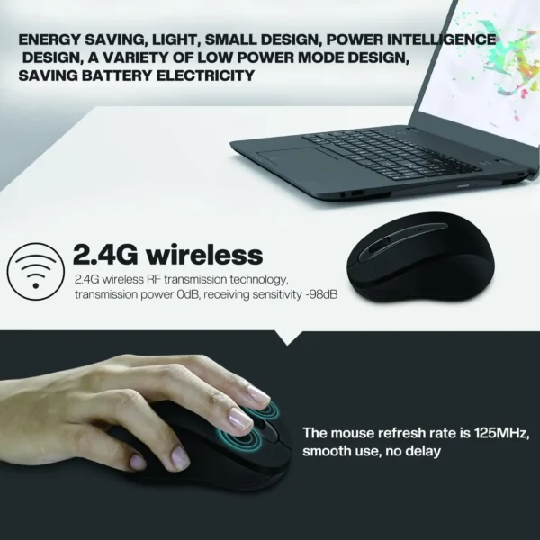 Souris sans fil silencieuse USB 2.GHz Compacte – Image 2