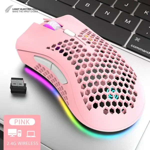 Souris de jeu USB 2.4G sans fil, rechargeable, lumière RGB,BM600 – Image 9