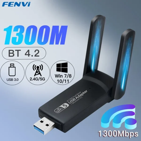 Adaptateur USB WiFi, bandes 2.4G, 5GHz,Bluetooth 4.2