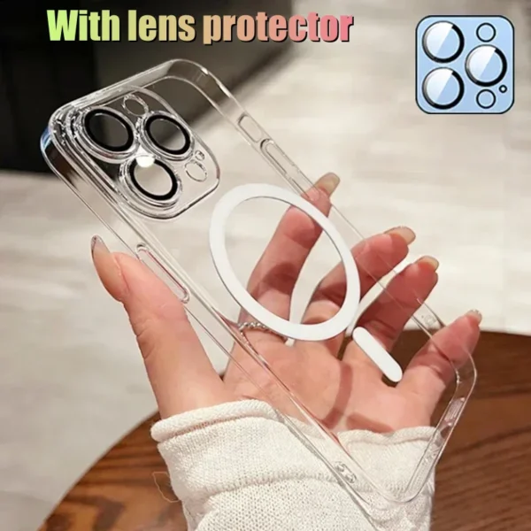 Coque magnétique transparente pour iPhone 11-15